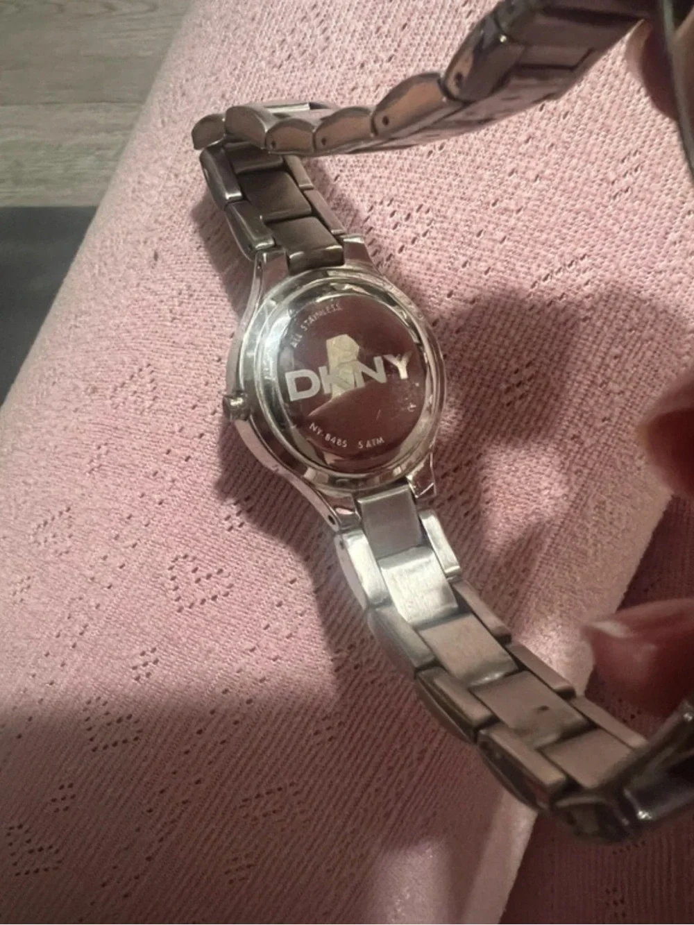 DKNY Silver Tone Bracelet Watch with Crystal Bezel